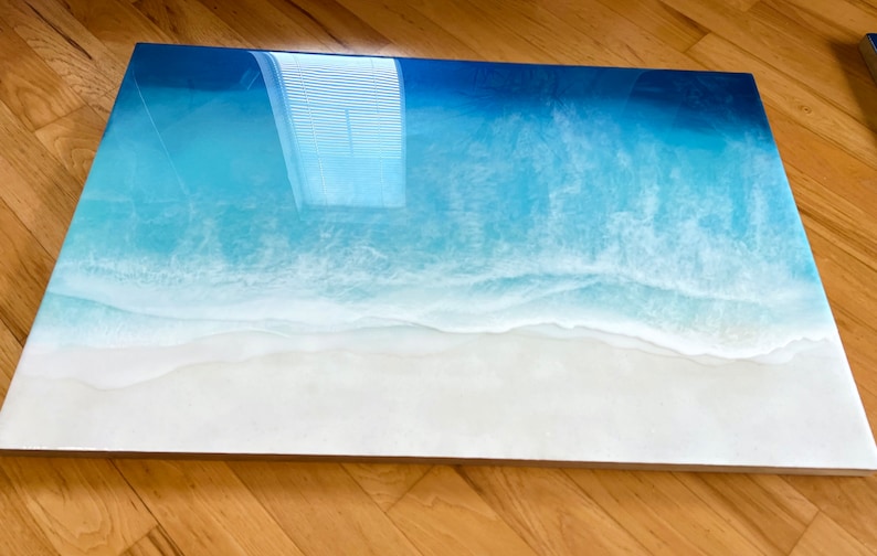 Custom Ocean Resin Art – Epoxy Sea Wave Painting – Abstract Blue Beach ...