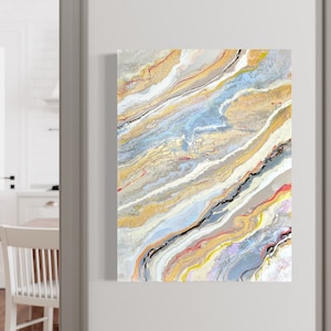 30x24 Original Abstract Acrylic Pour Painting – Large Hand-Painted Wall Art on Canvas – Modern Fluid Art