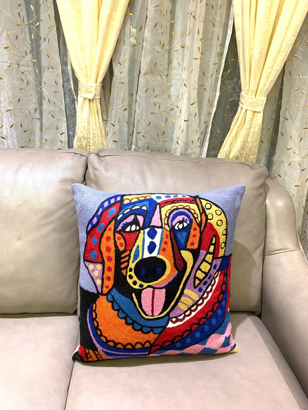 Kashmiri Pillow Cover Art Deco Couch Cushion Accent Throw Etsy