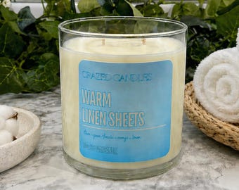 Warm Linen Candle | Fresh Clean Laundry Candle | Soy Scent Candle | Cozy Home Fragrance Candle | Clean House Candle | Fresh Laundry Candle