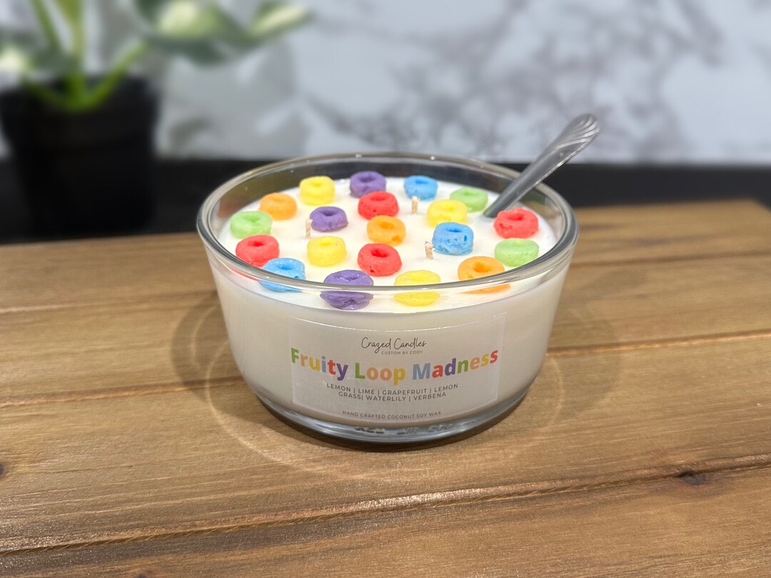 Fruit Loop Scented Cereal Candle Cereal Bowl Candle Cereal Etsy