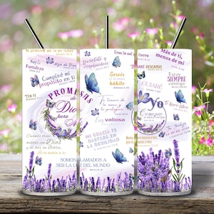 Promesas de Dios Sublimation 20 Unzen Wrap, inspirierende 20 Unzen Sublimation PNG, Versiculos Becherverpackung,