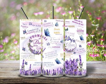 Promesas de Dios Sublimation 20 Unzen Wrap, inspirierende 20 Unzen Sublimation PNG, Versiculos Becherverpackung,