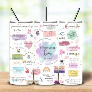 Promesas de Dios sublimación PNG, envoltura de sublimación de vaso de 20 oz, envoltura de vaso PNG de versículos bíblicos, vaso digital PNG inspirador,