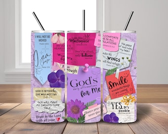 Inspirierende Schrift Sublimation PNG, Bibel Vers Affirmation Digital Design, religiöse 20 Unzen Becher Sublimation Wrap
