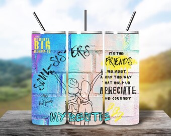 Best friends besties PNG wrap for 20ozsublimation tumbler, friendship 20oz tumbler wrap, bridesmaid tumbler wrap sublimation