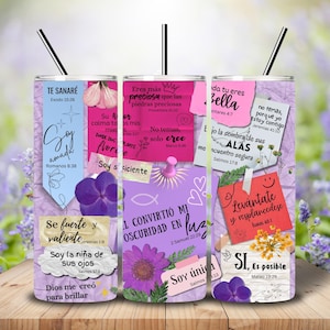 Afirmaciones de Dios para mi sublimation 20 oz emballage de verre en español, versiculos biblicos emballage de verre PNG, source d'inspiration pour sublimation 20 oz PNG