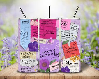 Afirmaciones de Dios para mi Sublimation 20 Unzen Becherverpackung Español, Versiculos Bibliocos Tumbler Wrap PNG, inspirierende 20 Unzen Sublimation PNG