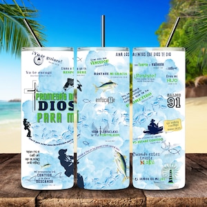Promesas de Dios para hombre sublimatiewrap, versos bliblicos para hombre bekerwrap, inspirerend voor mannen 20oz bekerwrap