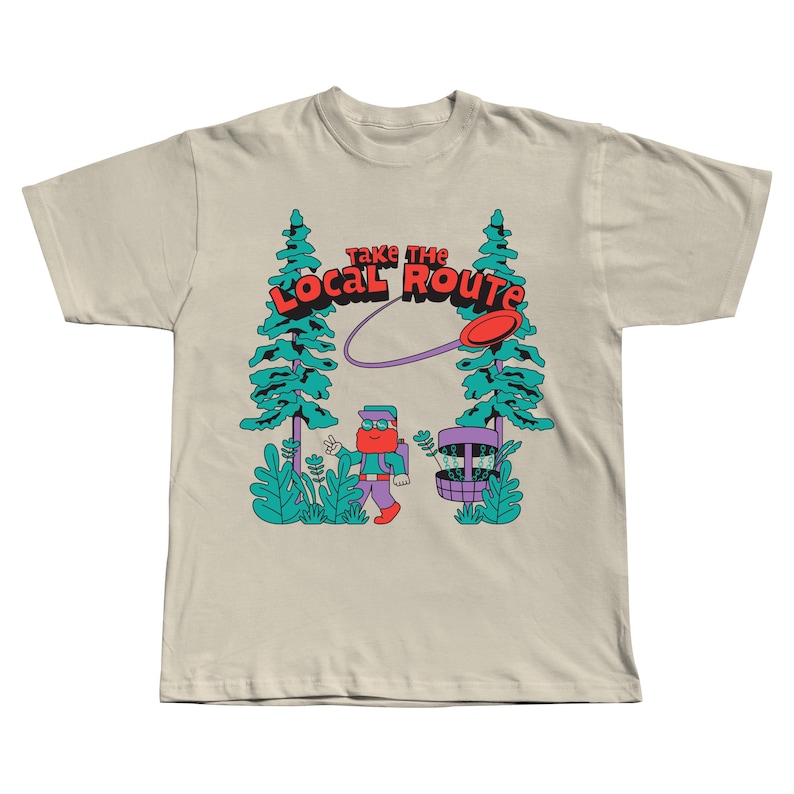 Local Route Disc Golf Shirt Tan