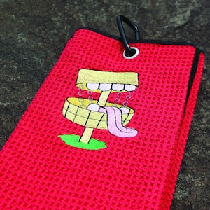 Yellow Basket Monster - Embroidered Disc Golf Towel