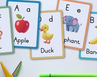 Tarjetas didácticas del alfabeto para niños pequeños / Tarjetas de aprendizaje de la A a la Z (Descarga digital)
