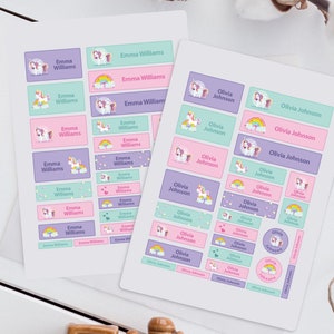Unicorn Name Labels Personalised Printable ( Digital: PDF & PNG )