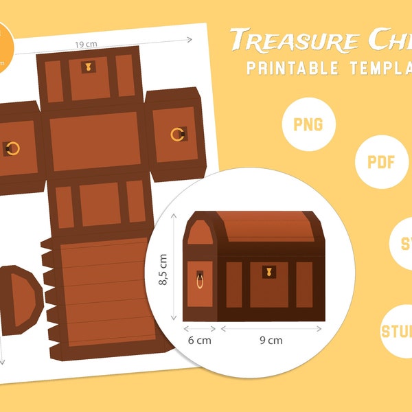 Treasure Chest Printable Favour Box for Treasure Hunt / Mermaid Party / Pirate Party
