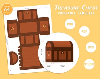 Treasure Chest Printable Favour Box for Treasure Hunt / Mermaid Party / Pirate Party