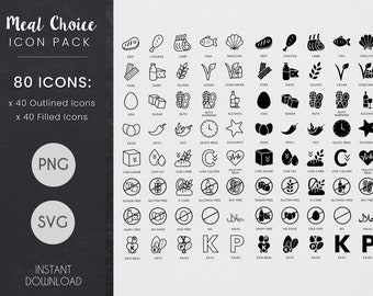 Meal Choice Icons  |  Food Allergy Icons  |  Recipe Sticker Icons  |  Food SVG Icons