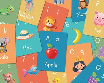 Tarjetas didácticas del alfabeto imprimibles para niños pequeños y niños / Tarjetas educativas ABC de la A a la Z / Descarga instantánea