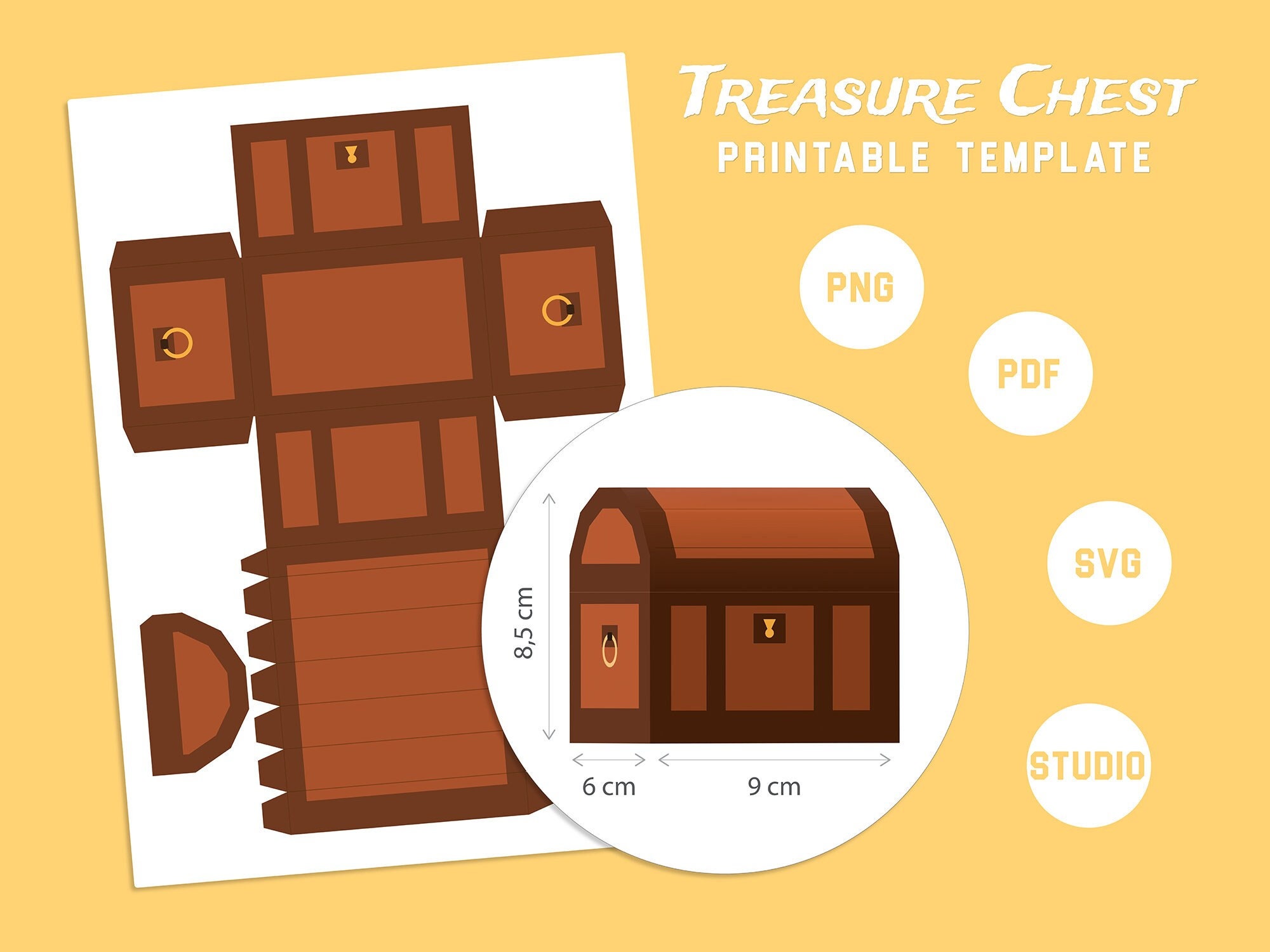 Treasure Chest Printable Favour Box for Treasure Hunt / Etsy