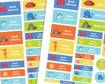 Ocean Animals Name Labels Personalised Printable