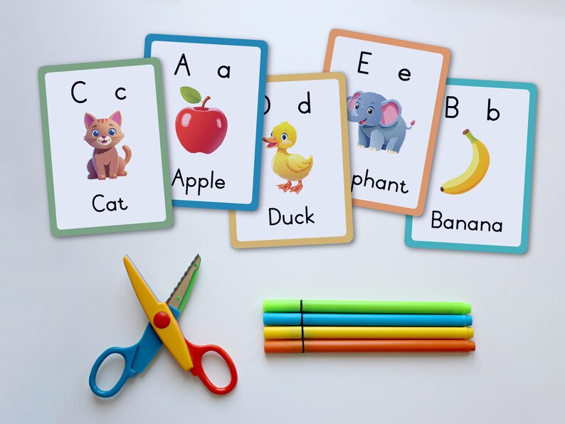 Scissors Flash Cards Alphabet Flashcards for Toddlers | A-Z Learning Cards (digital Download ...