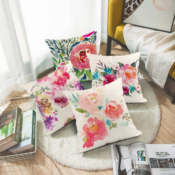 Watercolor floral throw pillows cheap