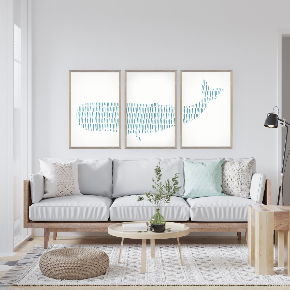 beachy decorating ideas 3 piece whale art from etsy, beachy decorating ideas
