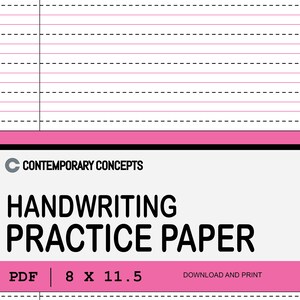Red Handwriting Practice Paper Red Zaner-bloser Outline Paper - Etsy