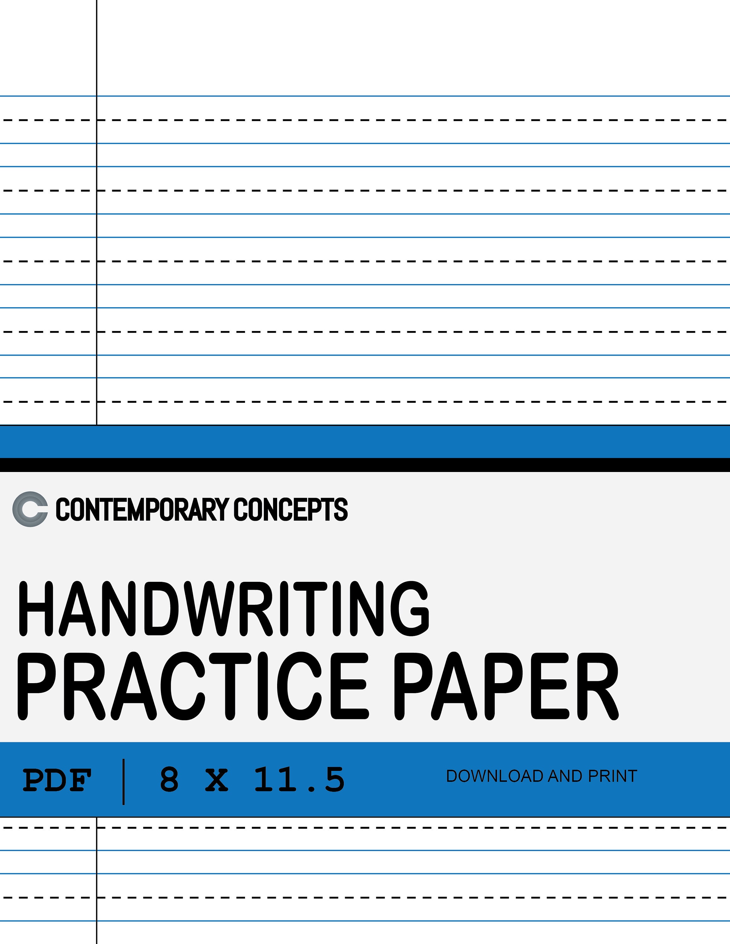 Blue Handwriting Practice Paper Blue Zaner-bloser Outline - Etsy