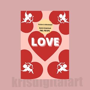Valentine's card love to download and print yourself, print the card yourself to offer it to your lover