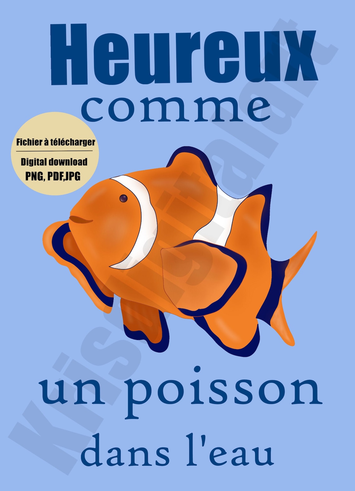 Affiche Heureux Comme Un Poisson Dans