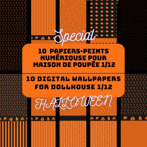wallpapers halloween dollhouse 1/2, wallpapers for dollhouse scale 1/12