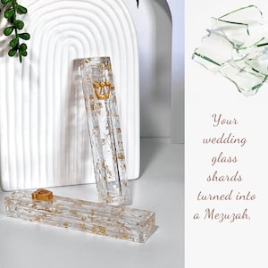 Mezuzah resin to be created with your own clear wedding glass shards, the perfect Jewish wedding anniversary gift