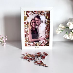 Wedding Glass Shard Keepsake Frame, Custom Chuppah Artwork, Personalized Wedding Gift, Mezuzah Option, Chuppah glass shards picture frame