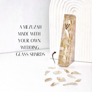 Mezuzah to be made with your wedding glass shards, wedding glass fragments into mezuzah, Jewish wedding keepsake, wedding smash glass mezuza