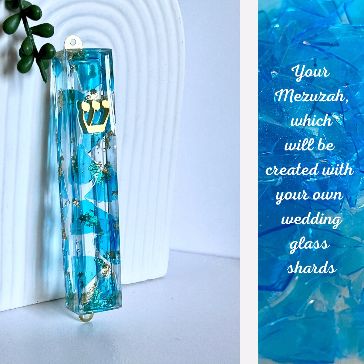Wedding Glass Shards Mezuzah