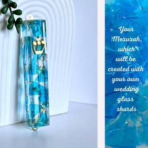 Mezuzah wedding glass shards, wedding glass shards mezuzah, mezuzah glass shards, Jewish gifts wedding, Chuppah wedding glass shards