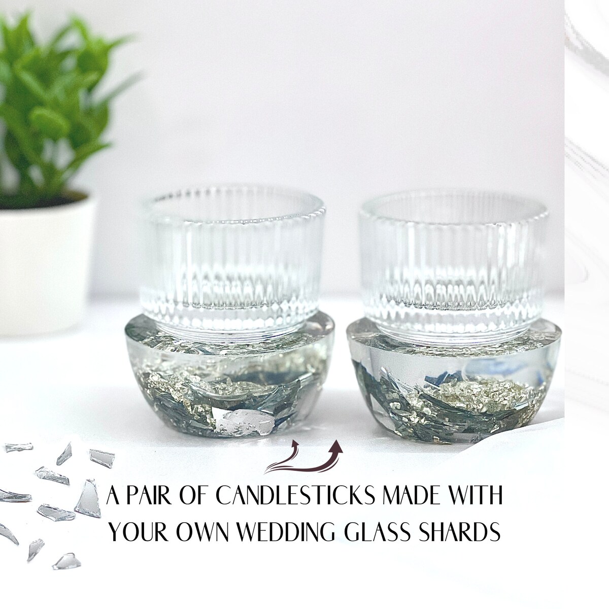 Broken Glass Shabbat Candlesticks With Your Broken Jewish Wedding Glass, Candle Sticks With Wedding Fragments, Jewish Wedding Keepsake - Etsy