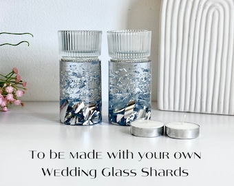Shabbat Candlesticks to be created with your Jewish Wedding Glass shards, Candle Sticks with Wedding Fragments, Jewish wedding keepsake