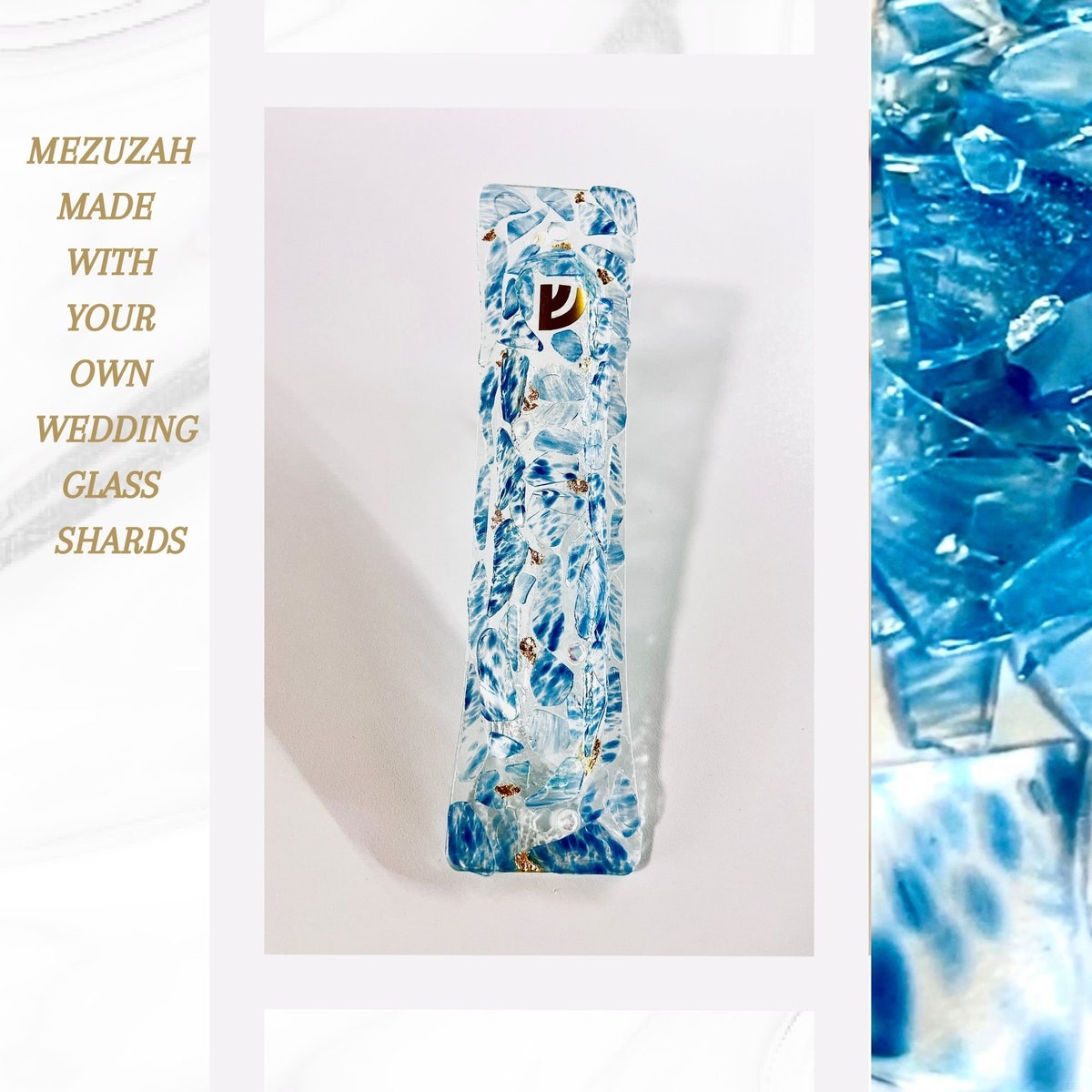 Wedding Glass Mezuzah, Personalized Jewish Gift, Jewish Keepsake, Jewish Gifts Wedding, Chuppah Wedding Glass Shards, Judaica Gift, Fragment - Etsy