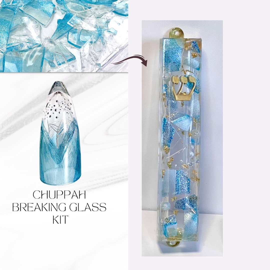 Chuppah Kit, Breaking Glass Mezuzah, Jewish Gifts Wedding Mezuzah, Mezuzah Resin, Wedding Smash
