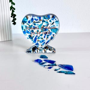 Chuppah glass keepsake love sculpture , Jewish wedding gifts, heart wedding break the glass keepsake, jewish anniversary gift personalized