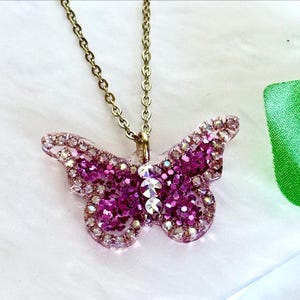 Butterfly necklace, Butterfly Pendant necklace, Resin & stainless steel Butterfly necklace, Butterfly Gift, Gift for Her, butterfly jewelry