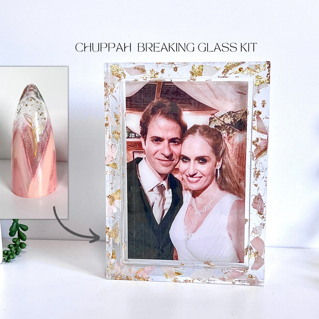 Jewish Wedding Glass Kit Wedding Glass Shards Picture Frame in Resin
