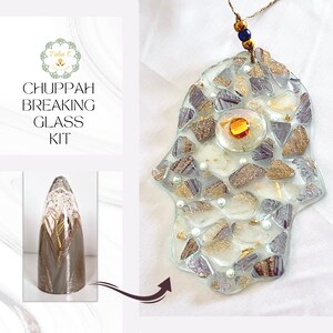 Chuppah kit, breaking glass Hamsa, Jewish gifts wedding, wedding smash glass, Chuppah glass, glass to break, Jewish marriage, Jewish gift