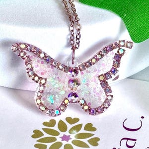 Butterfly necklace, Butterfly Pendant necklace, Resin & stainless steel Butterfly necklace, Butterfly Gift, Gift for Her, butterfly jewelry