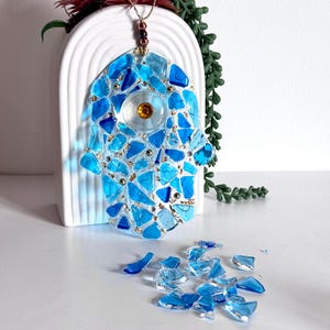 Hanging Hamsa Glass To Be Created With Your Own Wedding Glass, Chuppah Glass Keepsake, Jewish Wedding Gift, Hamsa Wedding Glass Shards