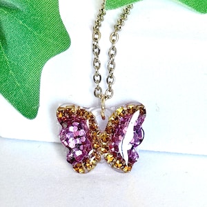 Butterfly necklace, Butterfly Pendant necklace, Resin & stainless steel Butterfly necklace, Butterfly Gift, Gift for Her, butterfly jewelry
