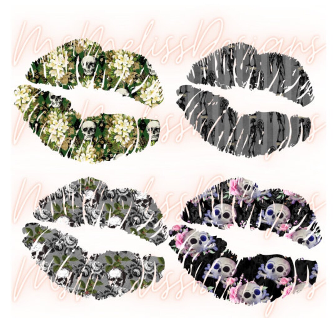 Skull Clipart Lips Skull Tattoo Lips Set Skull Pattern Etsy