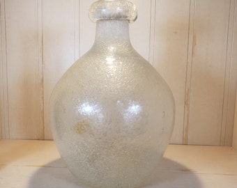 Carafe vintage en verre bullé de Murano Pulegoso, art italien en verre