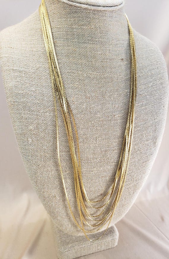 Vintage Monet Gold Plated Seven Strand Silky Necklace View 6